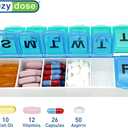 EZY DOSE Weekly (14-Day) Pill Organizer, Vitamin and Medicine Box, Large Snap Compartments, Easy-To-Open, BPA Free, Blue and Green