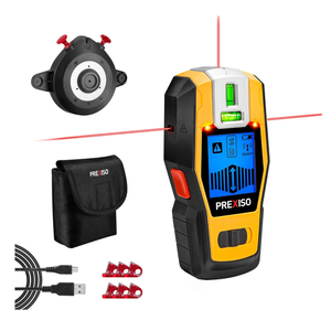 PREXISO 2in1 Stud Finder with Laser Level, Rechargeable Multi Surface Cross Line Laser & Wall Stud Scanners Tool for Hanging Frames & Picture, Wood Ac Wire Metal Studs Joist Pipe Detection