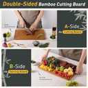 Extra Large Bamboo Cutting Board Set Over Sink Nice Solid Thick Wood Juice Groove Chopping Board Big Best Hardwood Counter Organic Vegetable Kitchen Gadgets Apartment Essentials(17.5" x 12" x 0.8")