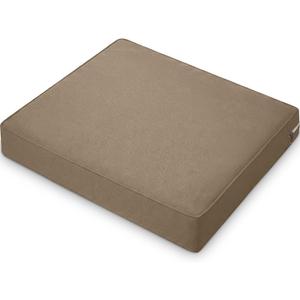 DoubleFill 1 Pcs Outdoor Ottoman Cushion 23"x19"x3" Waterproof Fade Resistant Outdoor Footstools Cushion Removable Patio Ottoman Cushions with Adjustable Fixing Strap for Stool (Light Brown)