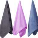 Microfiber Gym Towels Bigger Size Super Soft for Exercise Fitness, Sports, Workout, 380-GSM 15-Inch x 31-Inch Quick-Drying Towels (3 Pack, Pure Grey+Blue+Purple)