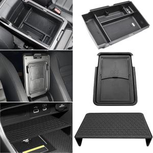 3PCS Center Console Organizer for Honda 2023 2024 2025 2026 CRV Accessories Middle Console Organizer CR-V Interior Armrest Insert Tray Hidden Storage Box Secret Compartment (Black)