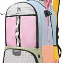 Boulder Bee Lacrosse Backpack with Stick Holders, Field Hockey Bag, Lacrosse Gift for Women (Blue & Pink)