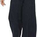 BXZUSIO Womens Linen Pants Wide Leg High Waisted Drawstring Casual Loose Beach Pants with Pockets XL