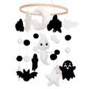 Ghost Baby Mobile, Halloween Mobile for Crib, Goth Crib Mobile for Boys and Girls, Gothic Nursery Mobile for Bassinet, Pack and Play, Ghost, Bat, Moon