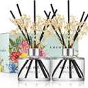 COCODOR Preserved Flower Reed Diffuser/White Jasmine/6.7oz/2Pack / Home Fragrance Scent Essential Oil Stick Diffuser for Bedroom Bathroom Home Dcor