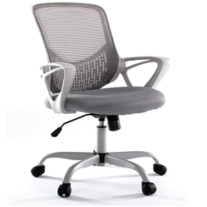 SMUG Home Office Chair Ergonomic Computer Desk Chair Mesh Mid-Back Height Adjustable Swivel Chair with Armrest, Grey