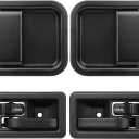 Exterior & Interior Door Handles Compatible with 1997-2002 Jeep Wrangler with Full Doors, Replace# 79540 79541 55176383AE 55176382AE 55176477AC 55176476AC (4Pcs Outer & Inner)
