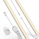 Plug-in Under Cabinet Lighting, Dimmable Under Counter Lights for Kitchen, 2pcs 12 Inch, Warn White 3000K Linkable USB Led Closet Light, Wired Indoor Night Lights Bar for Desk, Sink, Workbench (No motion sensor-2 pack)