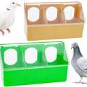 2 Pack Pigeon Plastic Feeder Bird Slot Feeder Dove Food Feeding Hanging Box for Poultry Pigeon Parrot Budgie Parakeet Cage (Three Holes)