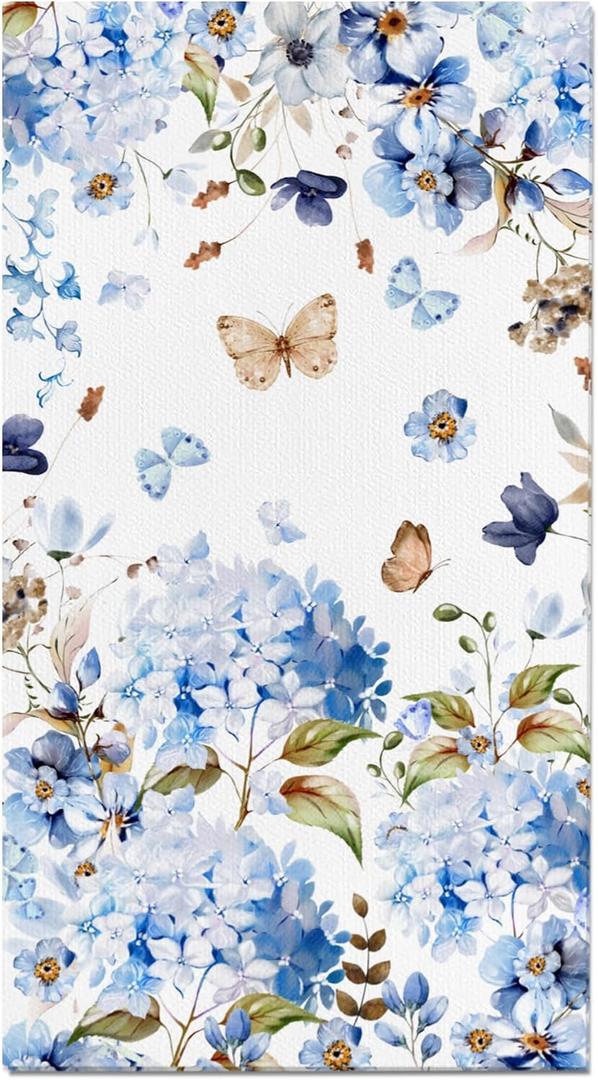 200PCS Blue and White Paper Napkins with Gold Accents, Disposable Flowers Design Guest Napkins Decorative Hand Napkin for Bathroom Wedding Baby Shower Party Decoration, 4.5x8 Inch