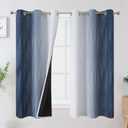 Estelar Textiler Grayish White and Navy Blue Blackout Curtains for Living Room, Ombre Thermal Insulated Noise Reducing Blackout Drapes for Bedroom, Room Darkening Grommet Curtains, 42Wx63L, 2 Panels