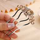 Aimimier Dainty Crystal Flower Hair Comb Sparkly Rhinestone Inlaid Hair Side Combs Long Teeth Hair Accessories for Women and Girls(Champagne) (Orange)