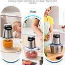 Food Processors Electric Food Chopper with Meat Grinder & Vegetable Chopper - 3 Bowls(8Cup+8Cup+3Cup) with Powerful Copper Motor - Includes 3 Sets of Bi-Level Blades for Fruits/Meat/Nuts