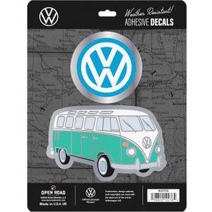 Volkswagen Logo Adhesive Vinyl Decals - Fun Set of Volkswagen Stickers for Car, Window, Water Bottle or Laptop, 1 Pack (2 Count) (Aqua)