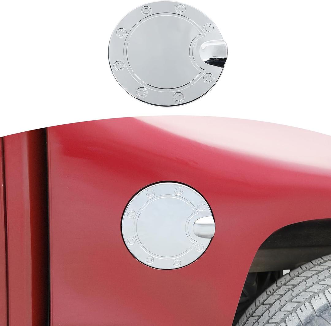 for Silverado Gas Cap Tank Door Cover Fit for Chevy Silverado GMC Sierra 2014-2018 Chrome Exterior Accessories