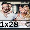 41x28 Frame Black Picture Frame - Complete Modern Photo Frame Includes UV Acrylic Shatter Guard Front, Acid Free Foam Backing Board, Hanging Hardware Wood Wall Frames for Family Photos - no Mat