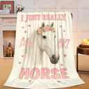 Horse Soft Cozy Blanket White Horses Throw Blanket Super Plush Warm Stuff Lightweight Fleece Flannel Blankets Gifts for Women Girls Men Kids Adults 50"X40"