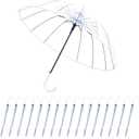 Umbrella Wedding Style Stick Umbrellas Large Windproof Bubble Umbrellas Rain Umbrellas with J Hook Handle for Bride Groom Gift (16PCS)