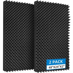 2 Pack Sound Proof Foam Panels |48"24"2" Quick-Recovery Soundproof Wall Panels | High Density Sound Dampening Panels for Home Studio