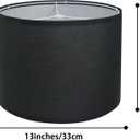 Black Lamp Shades Set of 2, Medium Drum Lamp Shade 13"Top x 13"Bottom x 10"High(Spider), Lampshades Replacement for Table Lamps Floor Lamps, Natural Linen Hand Crafted, Easy Assembly Required
