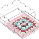 Scalloped Acrylic Tray, 5" x 5" Clear Acrylic Tray with Drawer for Insert Needlepoint, Customizable Photos, Art, Fabric, Napkin, Jewelry Organizer, Modern Desk Decor Gift