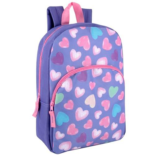 Trail maker 15 Inch Kids Backpacks for Boys & Girls | Preschool, Kindergarten, Elementary School Backpacks with Adjustable, Padded Straps (Happy Hearts)