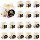 100 Set Graduation Clear Favor Boxes with Congrats Grad Labels Stickers 2 x 2 x 2 Inches Small Candy Containers Transparent Gift Boxes for Graduation Party Supply Candy Chocolate Macaron Packaging