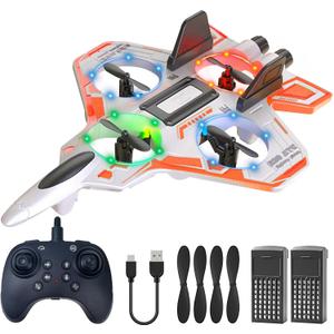 Remote Control Drone for Kids,2.4Ghz Foam RC Airplanes Helicopter Quadcopter with Auto Hovering,360 Flip,Gravity Sensing,Stunt Roll,Cool Light,2 Battery,Gifts for 8+ Kids Boys (Red)