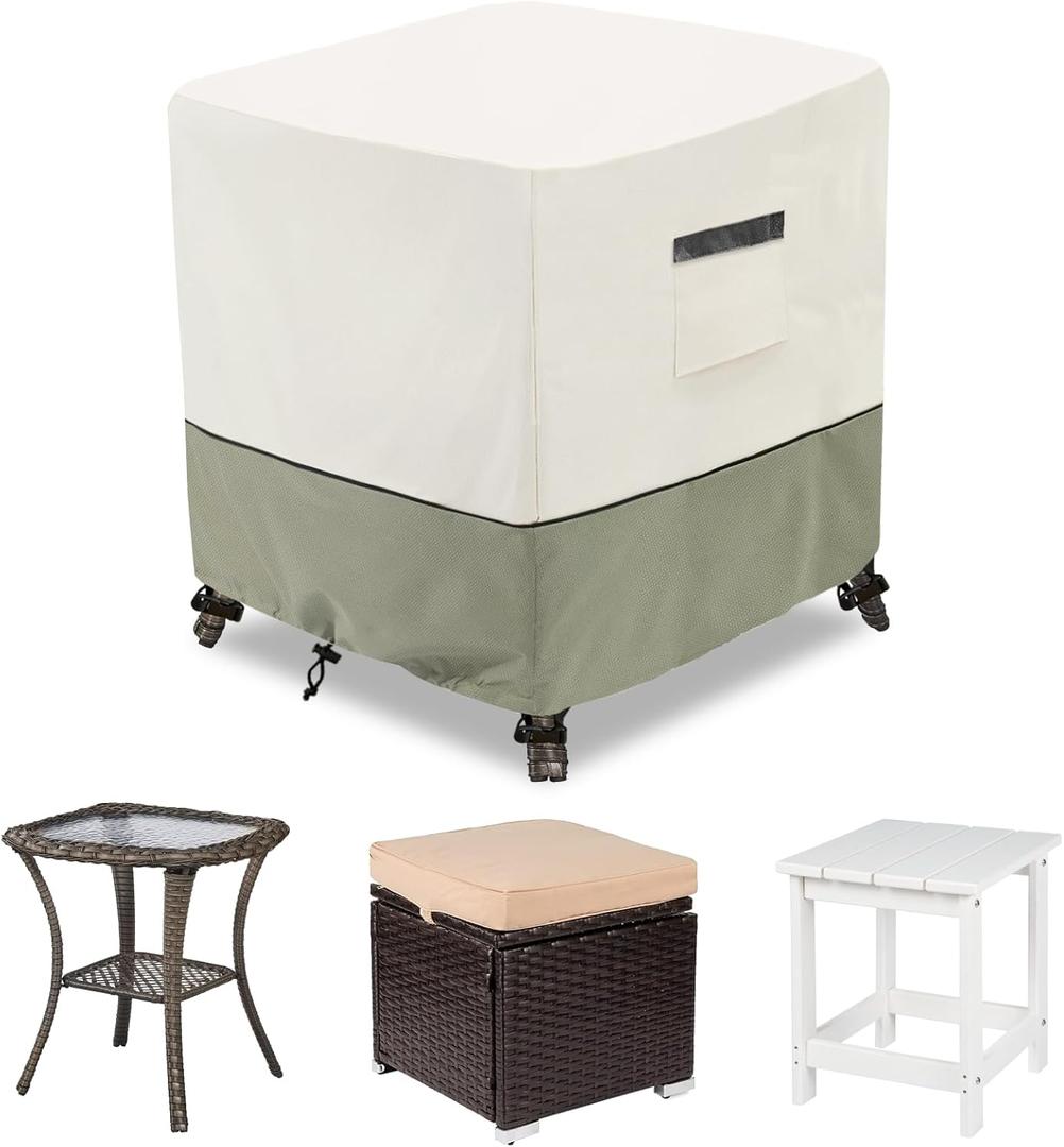 Patio Wicker Side Table Cover,Waterproof Square Patio Small Side Table Cover,Suitable for 3-Piece Outdoor Wicker Patio Bistro Set Side Table,22W x 22D x 18H inch.