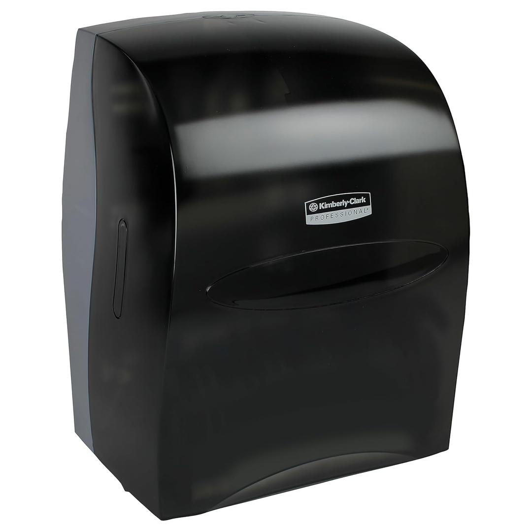 Sanitouch Manual Hard Roll Paper Towel Dispenser (09990), Black, Universal 1.5" Core Compatible, Wall Mounted, for Commercial Hand Towels (Qty 1)