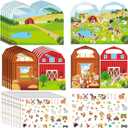 Sabary 12 Set Farm Animal Sticker Scene Include 12 Backgrounds 12 Sheets Self Adhesive Stickers for Kids Sunday School Crafts Decorations