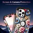 TEECOVER for iPhone 16 Pro Case, Heavy-Duty Shockproof Full Protection Hard Plastic Bumper + Soft Silicone Rubber Protective Case for iPhone 16 Pro - 6.3-Inch, Pink/Blue Flowers