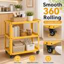 3 Tier Metal Utility Rolling Cart with Wheels, Yellow