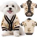 Small Dog Sweaters Cute Bear Knitted Dog Cardigans Clothes for Small Medium Dogs Soft Pet Puppy Cat Knitting Outfits Fall Winter Warm Boy Girl Dogs Knitwear Coat Apparel(Beige, X-Large)