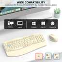Wireless Keyboard and Mouse Combo, 2.4G Full Size Wave Keys Ergonomic Keyboard with Wrist Rest and 3-Level DPI Adjustable Wireless Ergonomic Mouse for Windows, Mac OS Desktop/Laptop/PC(Latte)