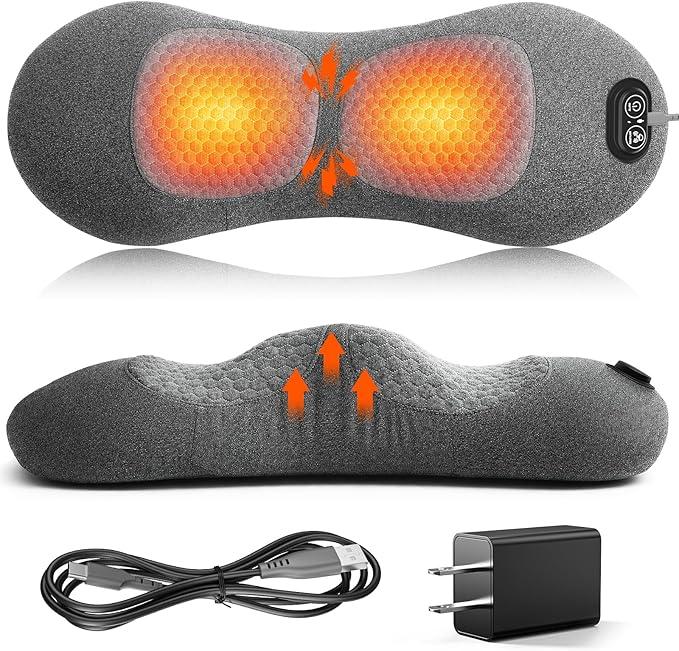 3 in 1 Lower Back Massager, Triple Fusion Back Massager with Heat, Vibration and Stretch,Lumbar Support Pillow with Ergonomic Memory Foam for Bed and Chair