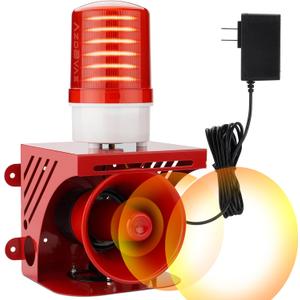 Industrial Siren Alarm Strobe Light, 120dB Loud Horn&Red Beacon Warning Light, Remotely Activate with Wi-Fi Socket (Sold Separately), AC110V Alarm for Emergency, Factory, Intruders, Animal Deterrent