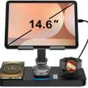 30W Wireless Charger for Samsung/Android Mag-Safe Charging Station with Clock/Light for Samsung S25/S24/S23 Ultra/Buds, for iPad/Tablet Stand, Watch Charger Only for Galaxy Watch 7/6/5,Carbon Black