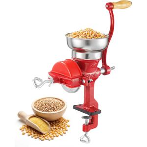 VEVOR Manual Grain Mill with Low Hopper, Hand-Crank Corn Grinder, Heavy Duty Cast Iron Wheat Grinding Mill with Stable Table Clamp & Dust Cover for Grains Spices Coffee Beans Nuts