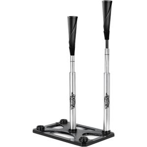 Playaput 5 Position Batting Tee,Hitting Tee Height Adjustable 24-46 Inch Baseball Tee with 2 Rubber Top,Aluminum Pole,Metal Base Softball Tee for All Players Practice Inside, Middle,Outside