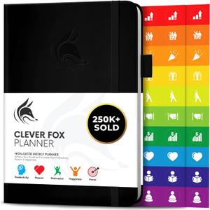 Clever Fox Planner  Undated Weekly & Monthly Planner for Productivity, Time Management & Goals  Organizer Journal  A5 (Black)