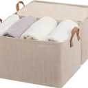 StorageWorks Storage Bins, Fabric Storage Bins for Shelves, Extra Large Storage Baskets with Metal Frame, Closet Baskets and Bins with Handles, Jumbo, Brown and Beige, 2-Pack