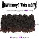 FANCEE Faux Locs Crochet Hair 8 Inches Short Curly Dreadlocks Extensions for Black Women Pre Looped Soft Nu Locs Ombre Brown Wavy Crochet Dreads Braiding in Hair Extensions(6 Packs 120 Strands)