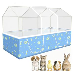 Rabbit Cage, 48" x 24" Large Pet Playpen Enclosure for Small Animal- Guinea Pig, Hamster, Bunny, Puppy, PVC Frame Chicken Coop with Waterproof Tarp & Mesh Cover Indoor Outdoor