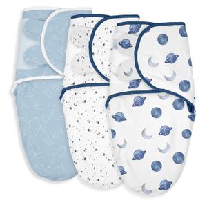 Organic Baby Swaddle Sleep Sacks, 3-Pack Swaddles for Newborns Baby Essentials, Infant 0-3 Months, 100% Cotton Soft & Snug Adjustable Wrap Nursery Swaddling Blankets Improves Sleep (Starry Skies)
