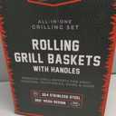 Grill Rolling Grill Basket | Rolling Grilling Baskets for Outdoor Grilling 2 Pcs | Barbecue Grill Set with BBQ Gloves | Portable Camping Net Rack Perfect for Vegetables, Seafood & Meat