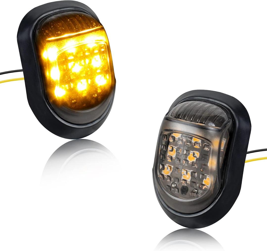 QUASCO Flush Mount Motorcycle Turn Signals Smoked LED Lights Universal 10mm Blinkers Compatible with BMW Honda Suzuki Yamaha, Amber