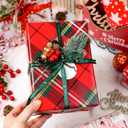 MAYPLUSS Christmas Wrapping Paper Rolls - 17" X 120" Per Roll - Classic Vintage Funky Red Santa Claus, Snowflakes, and Plaid Pattern Christmas Gift Wrap Present Paper for Holiday, Festive Celebrations