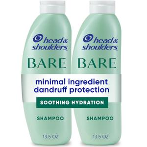 2 x Head & Shoulders Anti-Dandruff Shampoo, BARE Soothing Hydration Twin Pack, 1% Pyrithione Zinc, Dry Scalp Relief, Free of Sulfates, Silicones, Dyes, 13.5 fl oz Each